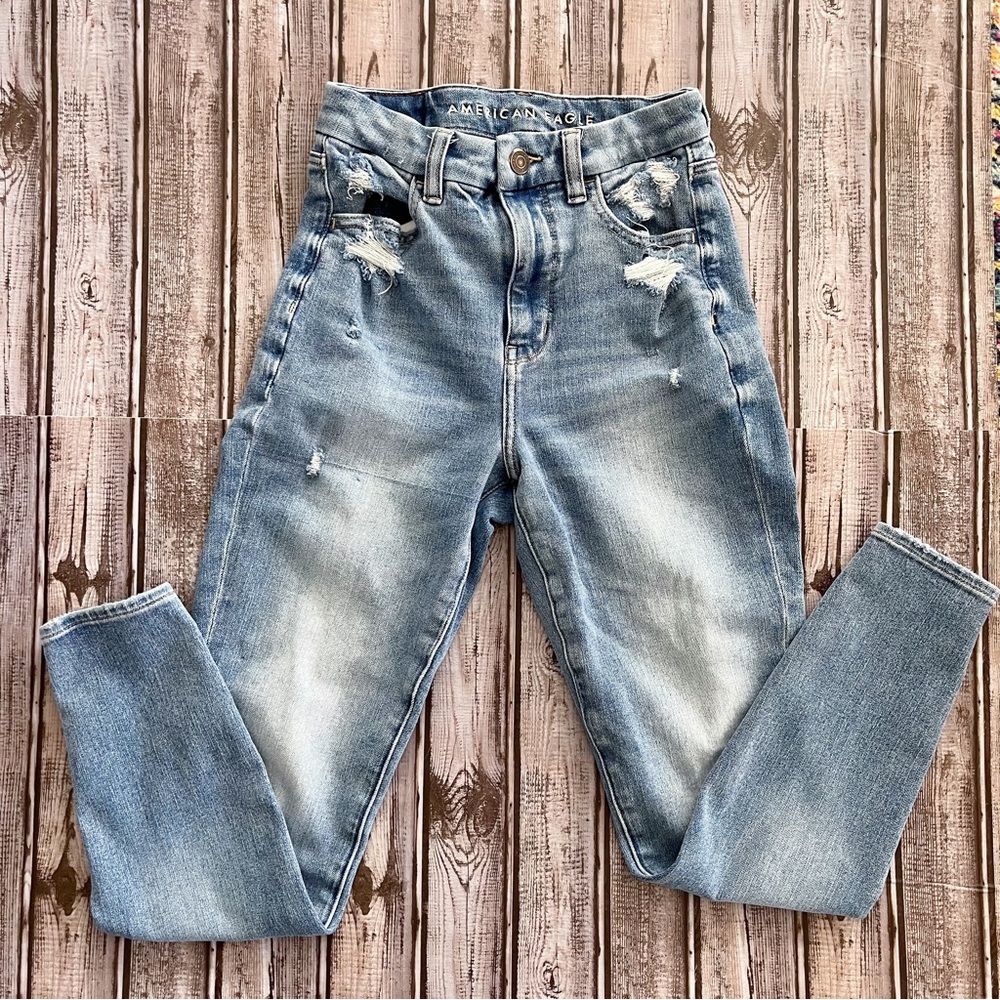 AE The Dream Jean High Rise Skinny Distressed Jeggings Size 2 Short